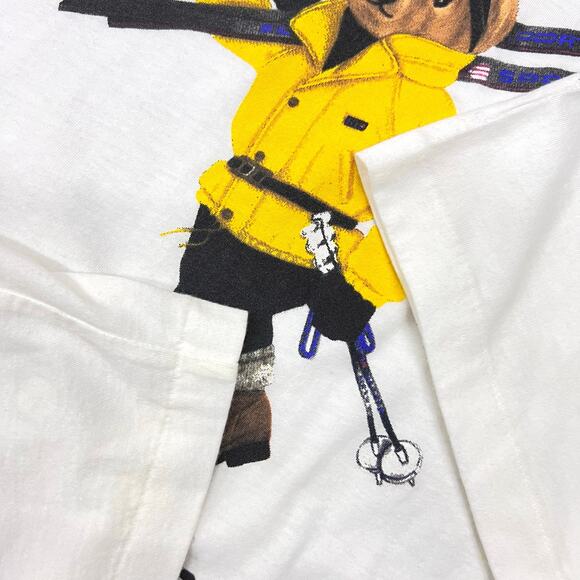 Vintage Ralph Lauren Polo Sport Ski Bear Tee T Shirt Single Stitch USA Made Prep - Picture 3 of 7